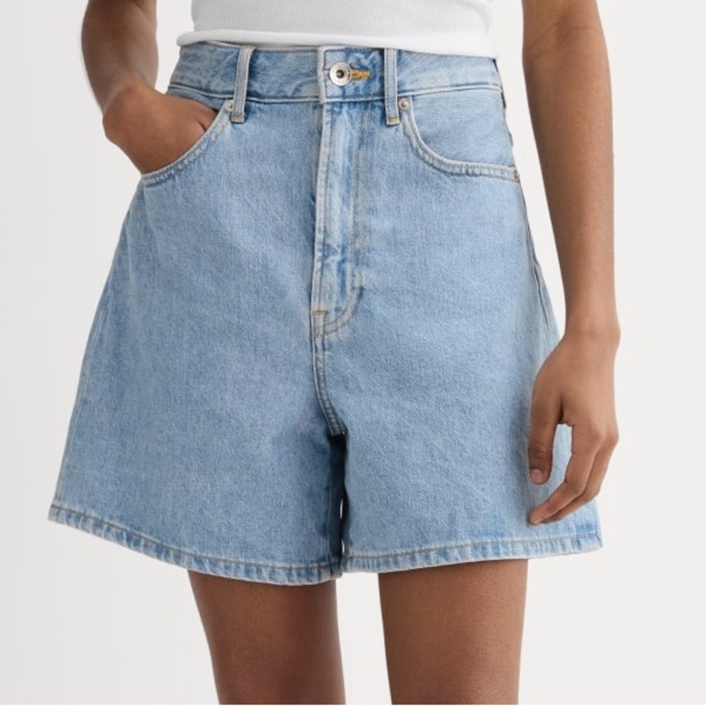 Everlane A-Line Denim Shorts in Light Indigo